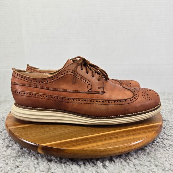 Cole Haan Original Grand Brown Woodbury Long Wingtip Daily Casual Oxford Mens 10 - Picture 3 of 12